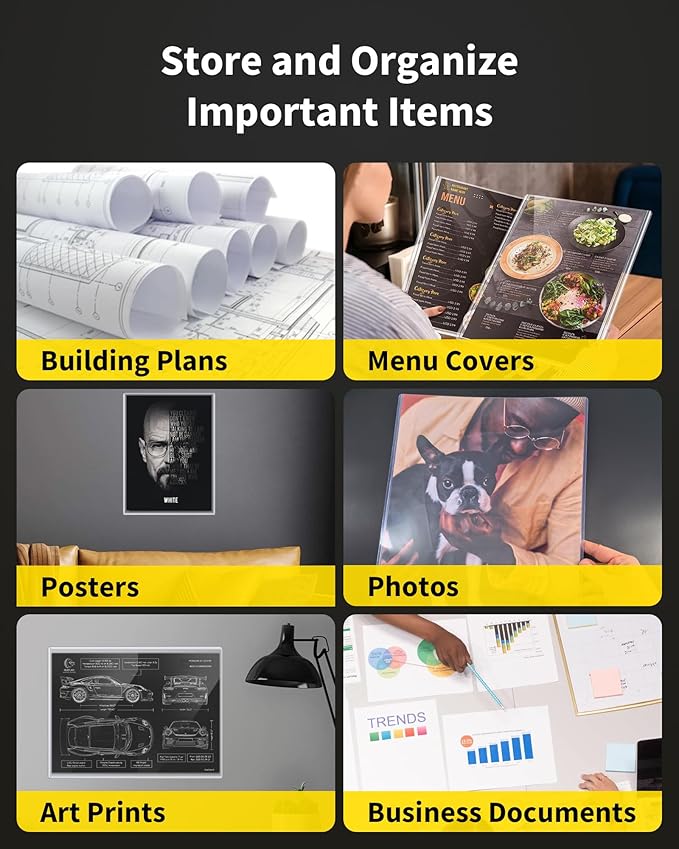 11x14 Toploader - Durable Clear PVC Sheet Protectors, Semi Rigid Plastic Sleeves as Frame Alternatives for Pictures, Photos, and Prints (10-Pack)