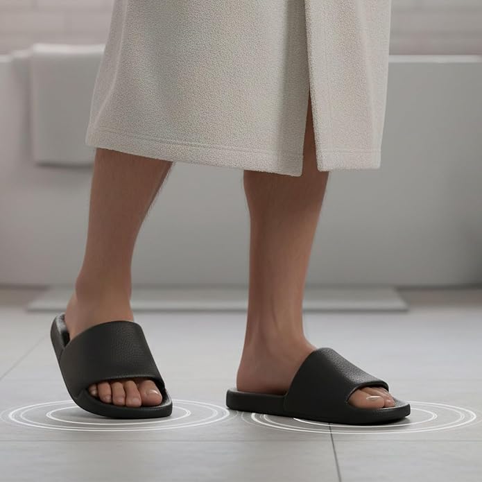 Shower Shoes for Women & Men - Non-Slip House Slippers - Cloud Comfort Slides - Quick-Dry, Arch Support - Perfect for Bathroom, Beach, Pool, Travel