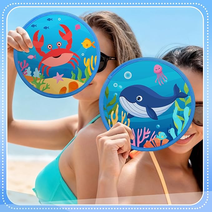Amyhill 30 Pcs Under the Sea Party Favors Foldable Flying Disc Fans with Bags Summer Beach Pool Birthday Party Favors 9.8'' DIY Cooling Fan Colorful Goody Stuffers End of The Year Gifts from Teacher