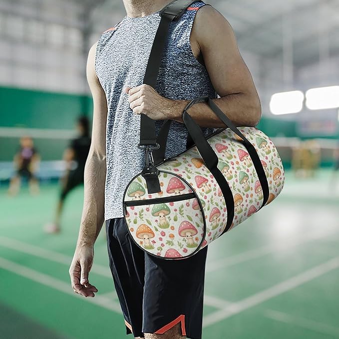 Travel Duffle Bag Pink Mushroom Carry On Weekender Bags Workout Lightweight Duffel Bags for Men and Women