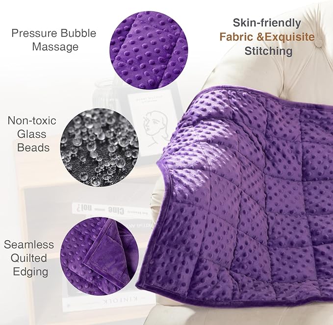 Alomidds Weighted Lap Blanket 7lbs, Cozy Luxury Breathable Weighted Blanket for Adults, Weighted Lap Pad for Travel, Relaxation, Sleeping, Purple, 29" x 24"