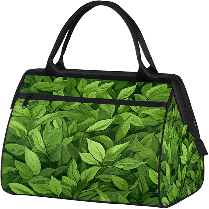 Spring Green Leaves Overnight Weekender Bags for Women Men, Waterproof Travel Carry On Duffel Bag, Lightweight Sports Gym Bag for Fitness, Workout, Travel