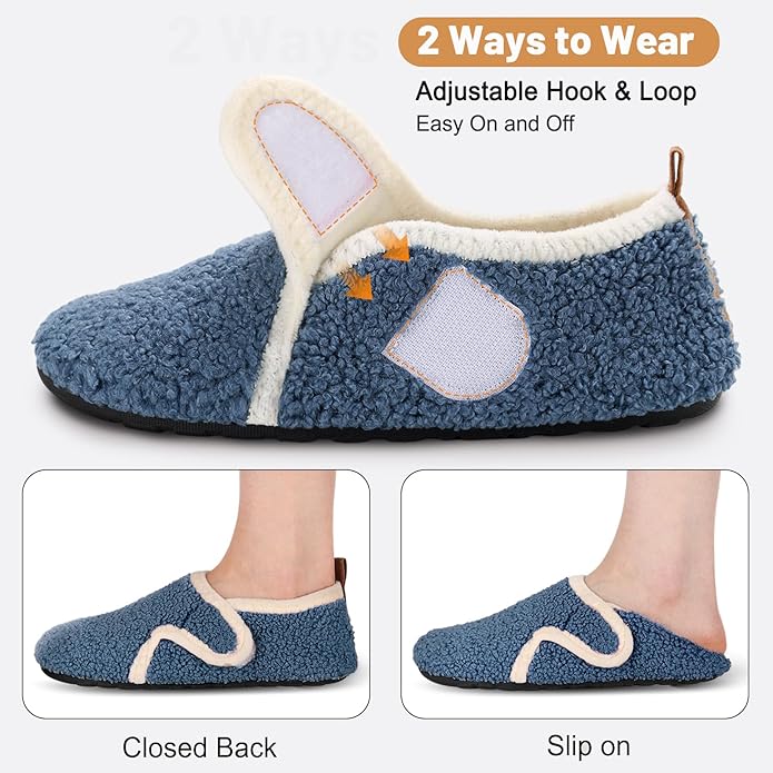 Ultrafun House Slippers for Women Men Slip on Barefoot Slippers Socks Soft Lightweight Rubble Sole House Shoes Indoor/Outdoor
