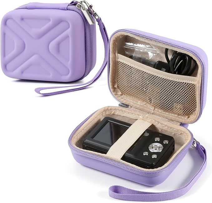 Digital Camera Case for AbergBest 21 Mega Pixels 2.7" LCD Rechargeable HD/Kodak Pixpro/Canon PowerShot ELPH 180/190/Sony DSCW800/DSCW830 Cameras, Travel Carrying Protective Case for Camera- Purple