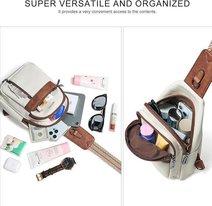 7L Sling Bag For Women Men Backpack Fanny Pack Crossbody Chest Travel Shoulder Belt Bags Purse Handbag PU Leather