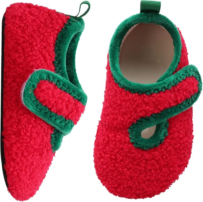 XIHALOOK Toddler Boys Girls House Slippers with Microfleece Lining Cozy Household Shoes Non-slip for Kids