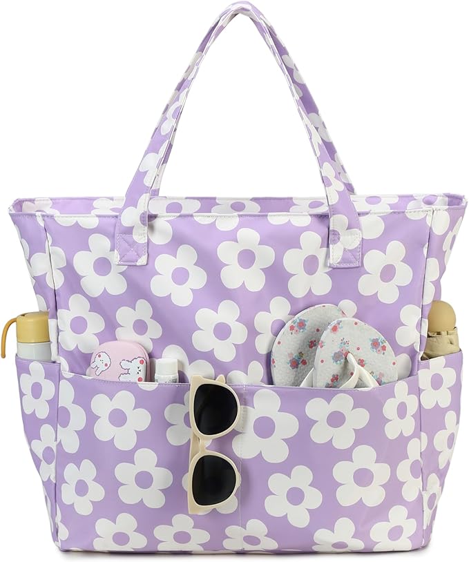 Bluboon Beach Bags for Women, Large Waterproof Tote Bag With Wet Compartment for Pool Weekender Travel Gym