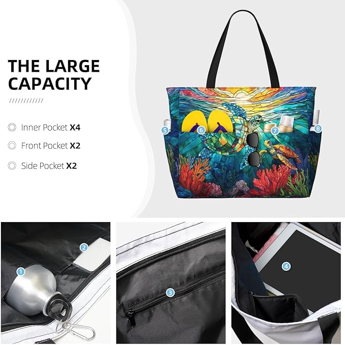 Beach Bag Tote Bags Waterproof Sandproof for Women Large Beach Tote Bag Foldable with Pockets for Weekend Vacation