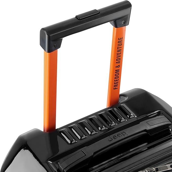 Jeep JH003B Hardside Expandable Luggage with Two Wheels, Black, 2 Piece Set 21/30 Inch