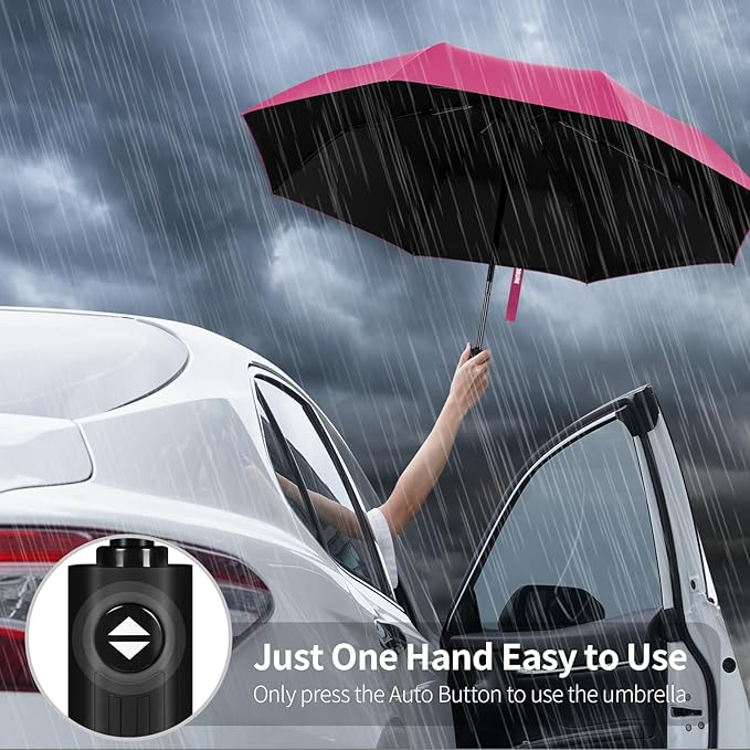 Yoobure Windproof Travel Umbrella - Automatic Umbrellas for Rain, Compact Folding Umbrella with UV Protection, Lightweight Portable Design for Backpack/Walking/Car, Sun & Storm Ready