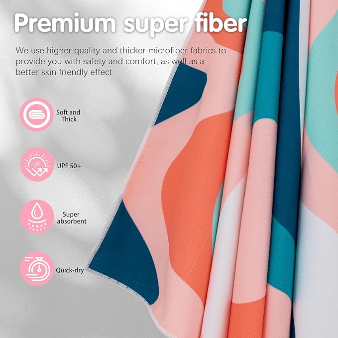 PY SUPER MODE 2 Pack Beach Towel - 75 x 35 inches Quick Dry Microfiber Beach Towels Oversized, Lightweight Soft and Absorbent Bath Towel Suitable for Swimming Pool Camping for Kids & Adults
