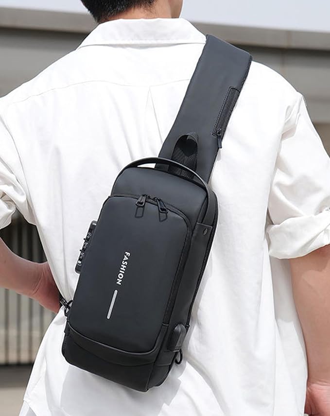 Sling Bag for Men Anti-Theft USB Crossbody Backpack Waterproof Chest Daypack | Anti-Theft, USB, Waterproof