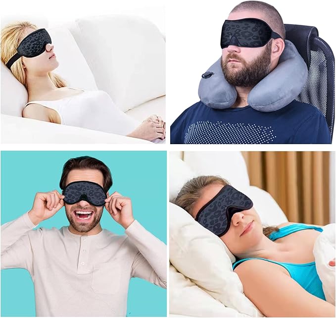 2023 Fashion Sleep Mask, Sleeping Mask for Women, 100% Blackout Eye Mask, Soft Covering Strong Light, Suitable for Travel/Yoga/Nap (Leopard Print)