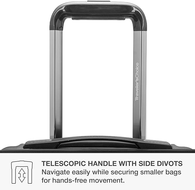 Traveler's Choice Archer Polycarbonate Hardside Spinner Luggage Set, Tie Down Straps, Grey, Carry-On 21-Inch