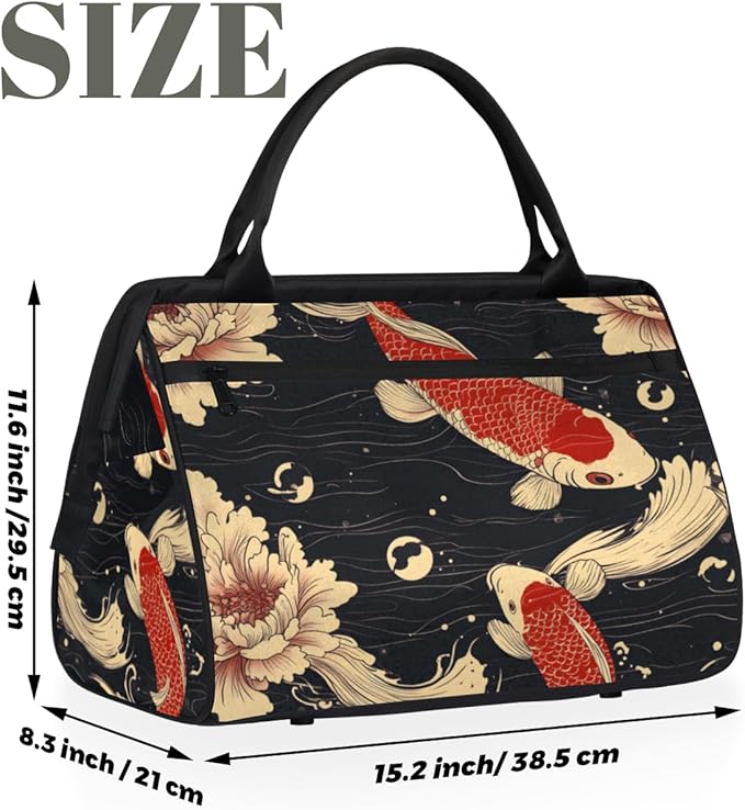 Kois Pattern Overnight Weekender Bag for Women Men Travel Duffel Bags Waterproof Luggage Carry on Sports Yoga Gym Bag