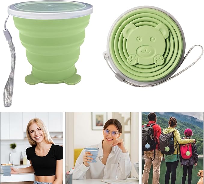 Collapsible Cups-Silicone Foldable Cup-Expandable Folding DrinkingCup Reusable Portable Mugs-Cup For Travel, Camping, Hiking, Beach, Holiday Vacation, Outdoor Sports (GreenBlue)