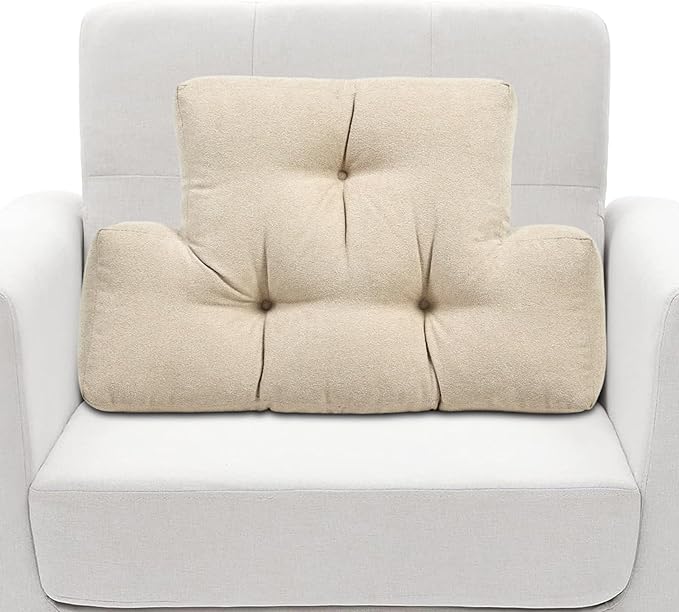 TANYOO Back Pillow for Recliner Lumbar Support Pillow Soft and Fluffy Back Support Cushion Thick Lumbar Cushion for Chairs, Recliners,Sofa, Couch and Bed for Pain Relief Beige