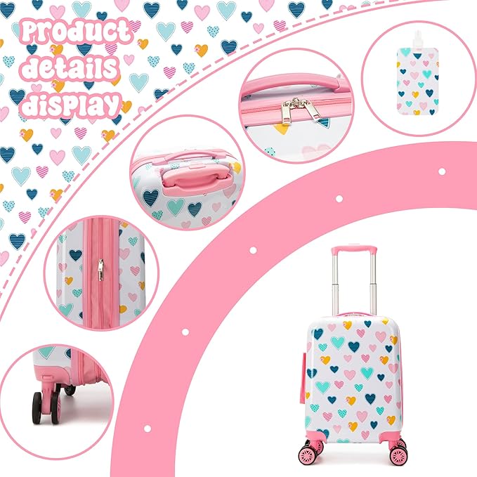 Kids Luggage Set 2 piece Kids Suitcase with Spinner Wheels 16" Childrens Luggage for Girls With Wheels Hard Shell Luggage Sets Airline Approved