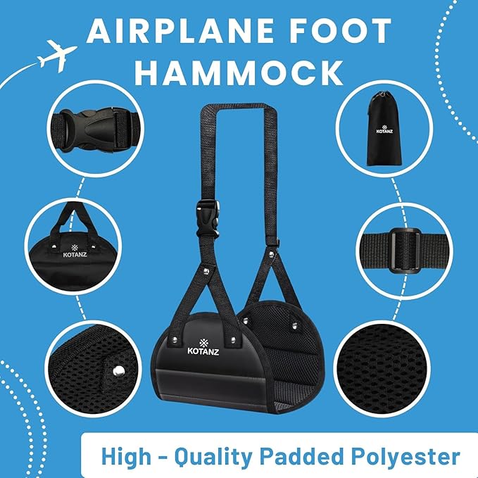 Adjustable Foot Hammock for Plane Travel – Airplane Foot Rest for Long Flight – Leg Hammock for Travel, Desk Leg Foot Hammock for Office and Airplane Essentials Accessories