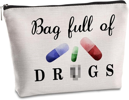 Funny Pill Medicine Bags Nurse Practitioner Gifts for Women Travel Cosmetic Bag Full of Pill Patient Birthday Gifts Storage Multi function Pouch