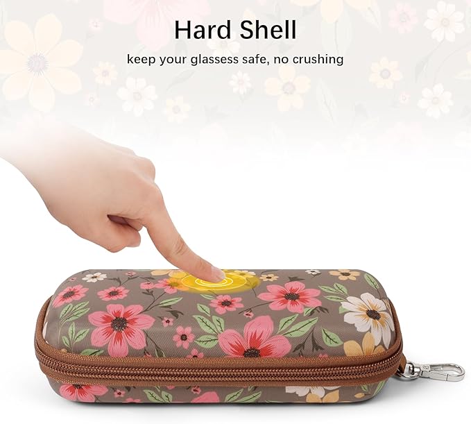 Double Eyeglasses Case Hard Shell Dual Sunglasses Organizer with Zipper Closure Travel Eyewear Storage for Vehicle