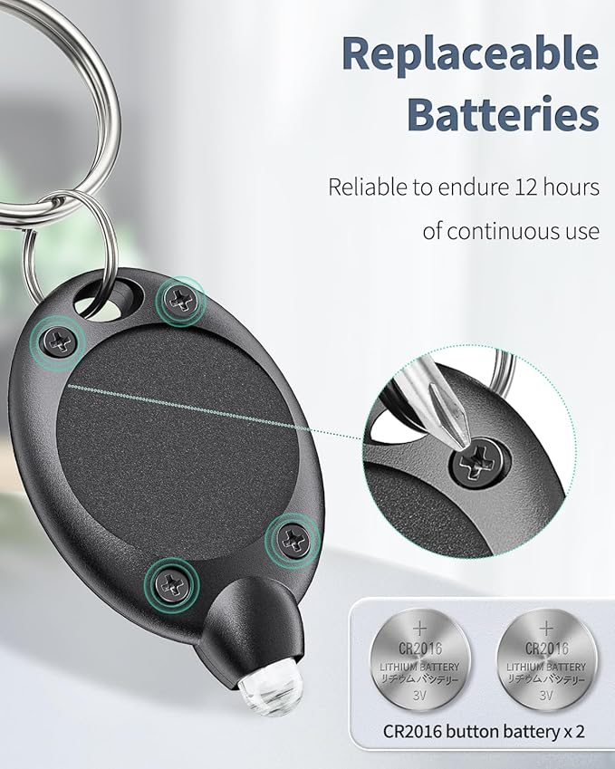 Uniclife 20 Pack LED Keychain Flashlight Mini LED Keychain Light 12 Lumen Portable Ultra Bright Battery Powered Key Ring Torch for Outdoor Camping Hiking and Emergency Lighting, Black