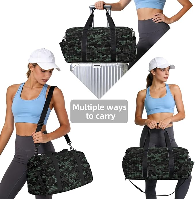 Abstract Dots Camouflage Sports Gym Bag For Men Women Travel Duffel Bag With Shoe Compartment Water Resistant Gym Bag Carry On Duffel Bag For Yoga Gym Sports Weekend Traveling