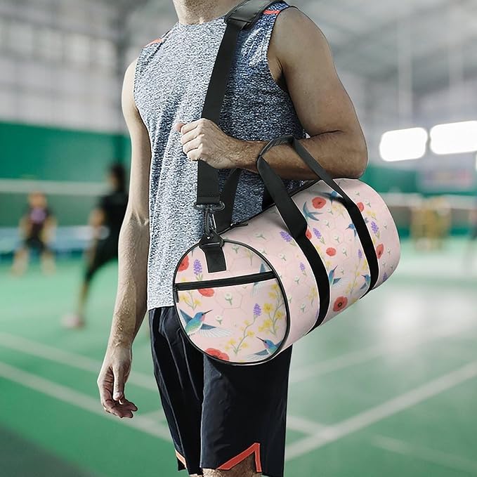 Sports Gym Bag for Women Men Travel Duffel Bag Tote Weekender Bag Hummingbird Bush Carry on Overnight Bag for Travel Swimming Fitness Workout Sports Duffle Bag