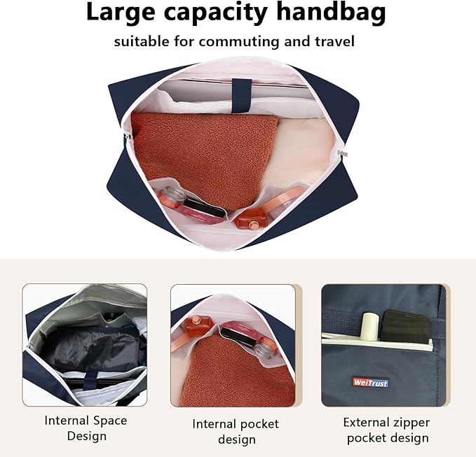 Gym Bag for Women Men, Water-Resistant Duffle Bag for Travel Sports, Lightweight Carry On Bag with Handles and Detachable Shoulder Strap (Blue)