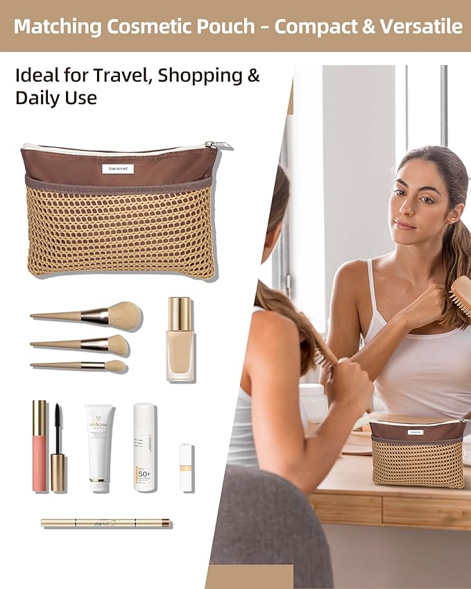 Mesh Beach Tote Bag Packable,2026 New 2-in-1 Large Lightweight Foldable Beach Bags with Multiple Pockets for Women