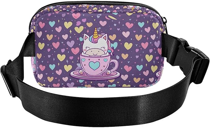 Kawaii Cup Unicorn Fanny Pack for Women Men Water Resistant Fashion Waist Packs with Adjustable Strap Belt Bag for Travel Workout Jogging Hiking 21219242