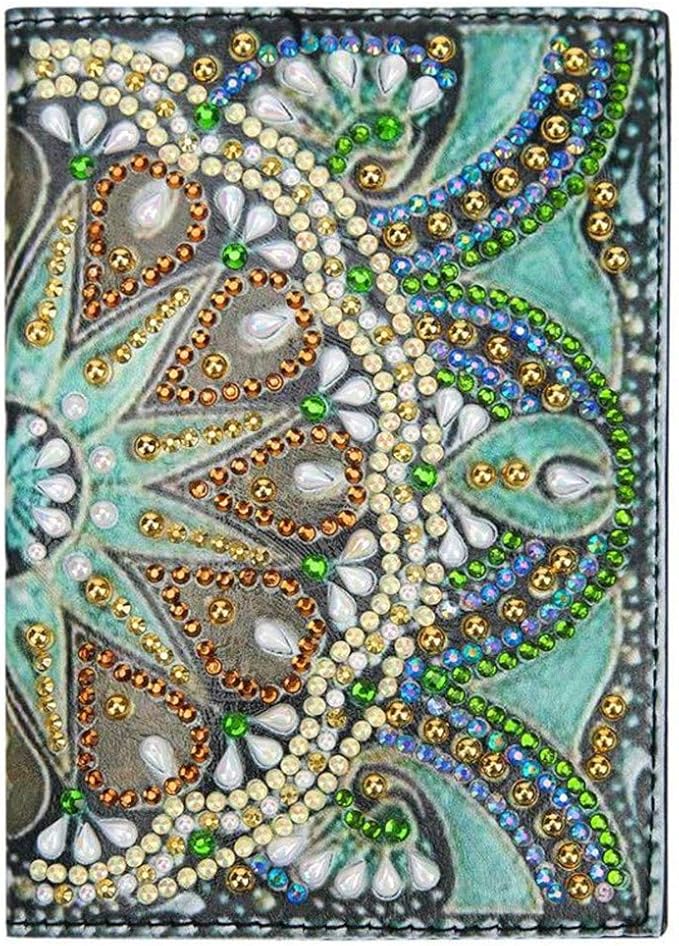 Diamond Painting Passport Holder, DIY Special Shaped Crystal Rhinestone Painting Travel Passport Protective Leather Cover for Boarding Pass, ID Card, Driver's License-20X14CM
