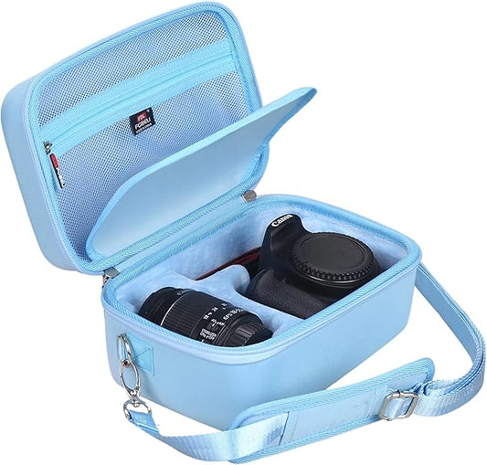 FBLFOBELI EVA Travel Storage Case for Canon EOS Rebel T7 / T8i / T5 / R50 / R100 DSLR Camera with 18-55mm Lens, Camera Protective Waterproof Carrying Bag (Case Only) (Blue)