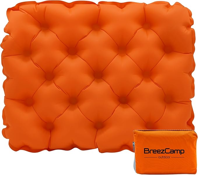 Inflatable Seat Cushion, Lightweight Stadium Seat Pad, Travel Air seat Cushion Anti-Slip for Airplane, Hiking, Climbing, Home and Camping,Orange