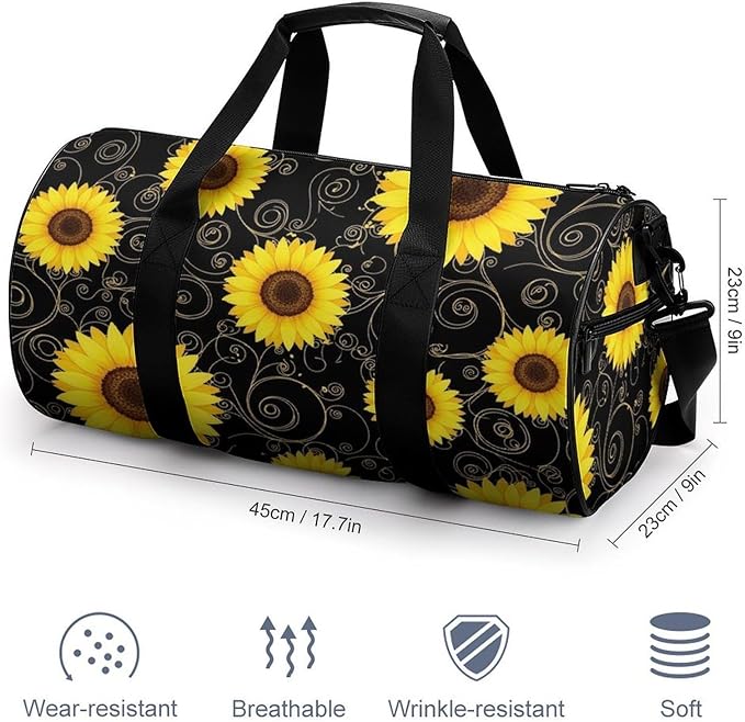 Basketball Football Weekender Bag Floral Sunflower (31) Carry on Beach Yoga Overnight Luggage Bag Sports Gym Bags for Men Women
