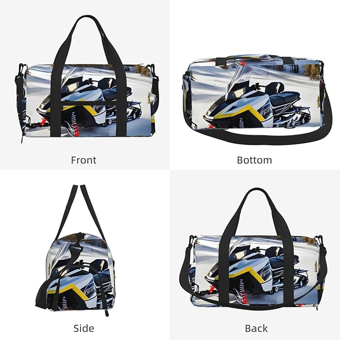 Advanced Snowmobile Print Gym Bag with Shoe Compartment for Women Men, 17.7in Sports Duffle Weekender Tote, Overnight Travel Duffel Bag Carry On