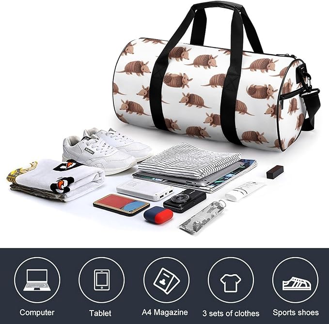 Foldable Gym Travel Bag Basketball Football Weekender Bag Carry on Beach Yoga Overnight Luggage Bags (Armadillo)