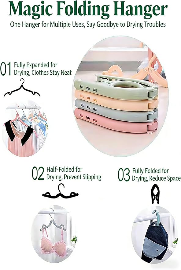 2pcs Portable Colored Folding Clothes Hangers, Portable Folding Travel Hangers, Clothes Drying Rack for Travel and Home Blue