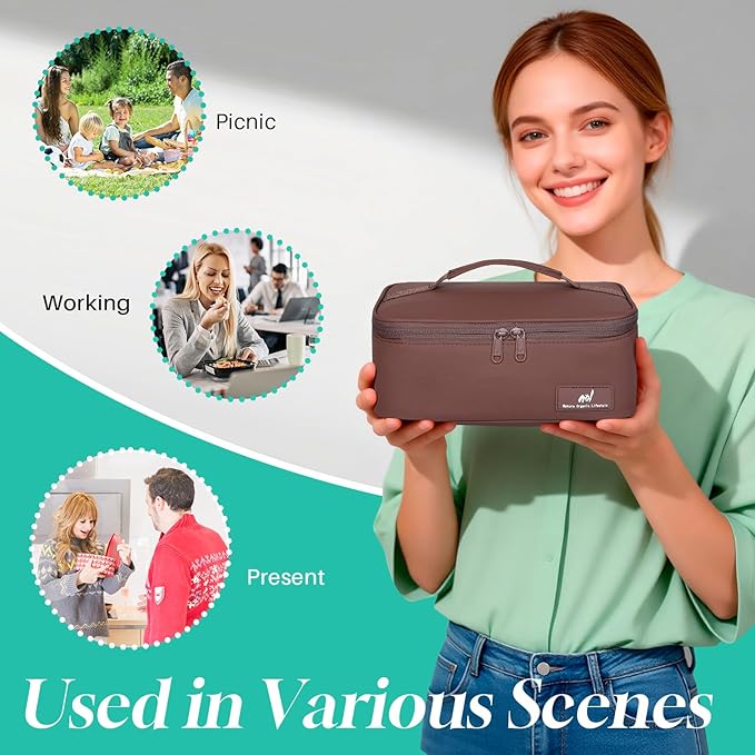 NOL Natural Organic Lifestyle Insulated Lunch Bag for Adults – Compact Cooler Lunch Box with Food-Grade Lining, Waterproof Lunch Bag for Work, Travel | Portable Thermal Meal Tote with Handle, Coffee