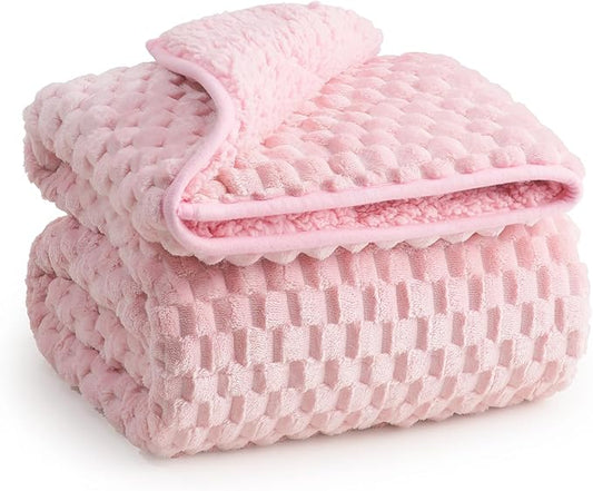 Super Soft Luxury Fleece Sherpa Weighted Blanket for Teens, 5lbs Small Weighted Lap Blanket for Adults, Turtle Shell Fuzzy Warm Throw for Winter, Compact Heavy Blanket for Better Sleep, Pink, 36"x48"