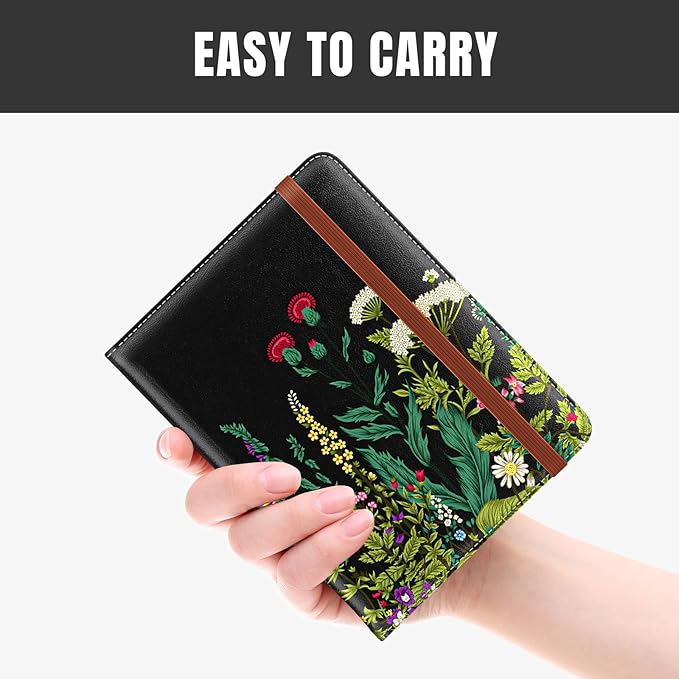Rimilak Passport Holder, RFID Blocking Passport Cover Wallet Travel Essentials, Leather Travel Air Ticket Documents Organizer Protector for Women and Men, Daisy Flowers