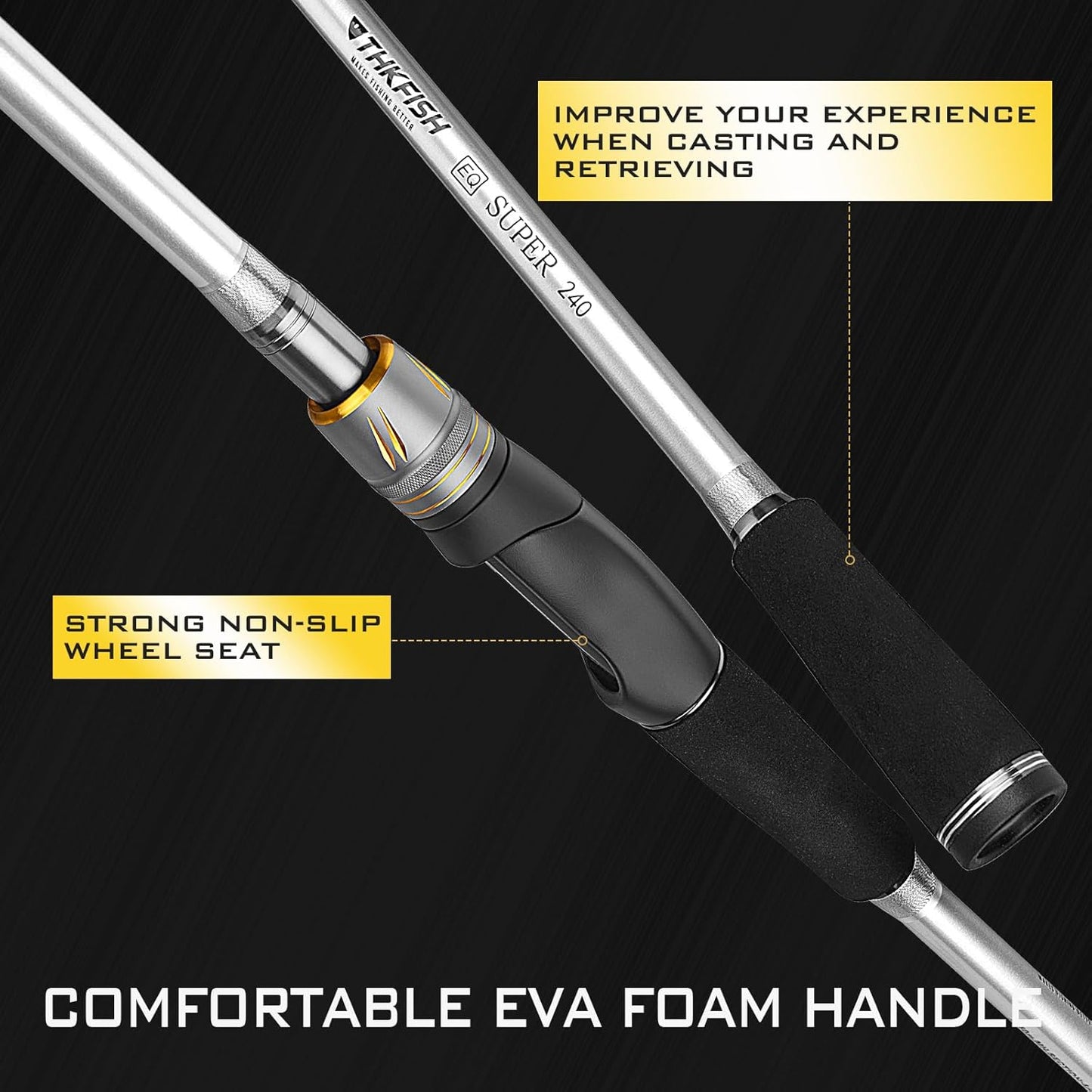 THKFISH Travel Fishing Rods, 4 Piece Spinning Rod with Bag 7Feet Carbon Fiber Lightweight Ultra Portable Fishing Pole for Trout Bass Salmon Sunfish Outfit Travel Fishing