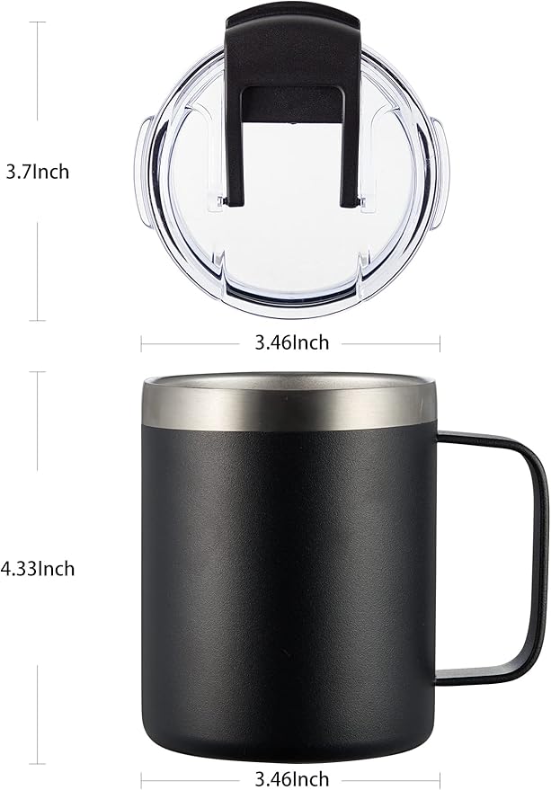 ALOUFEA 12oz Insulated Coffee Mug Cup with Handle, Stainless Steel Travel Coffee Mug with Flip Lid, Double Wall Vacuum Coffee Tumbler,Seafoam