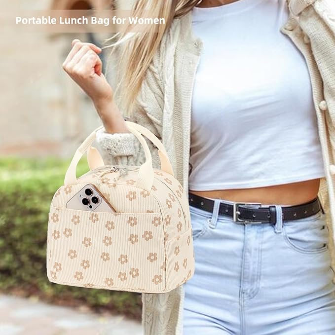 LEDAOU Lunch Box for Women Insulated Lunch Bag Cute Lunchbox Compact Cooler Thermal Reusable Lunch Tote for Work School Picnic Travel