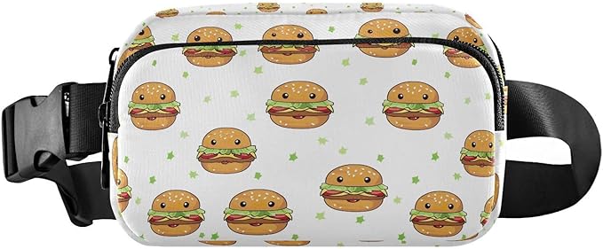 Kawaii Hamburger Fanny Pack for Women Men Water Resistant Fashion Waist Packs with Adjustable Strap Belt Bag for Travel Workout Jogging Hiking 21219480