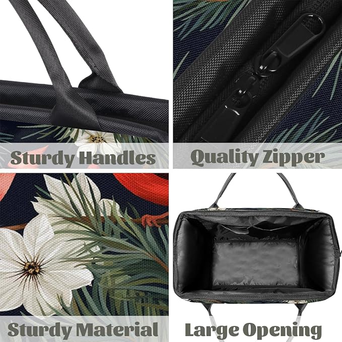 Overnight Weekender Bags for Women Men, Winter Red Bird Floral Waterproof Travel Carry On Duffel Bag, Lightweight Sports Gym Bag for Fitness, Workout, Travel