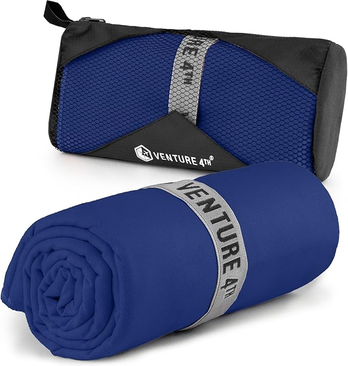 VENTURE 4TH Travel Money Belt & Quick Dry Towel Set - Ideal for Vacations, Backpacking & Business Trips - XL Travel Towel