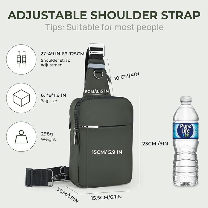 BROADREAM Mini Sling Bag for Men Women Small Crossbody Backpack Shoulder Bags with RFID & Waterproof for Hiking Trave Running