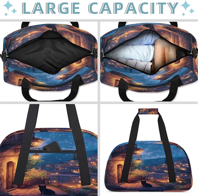Travel Duffle Bag for travel duffle bag sports Girls Boys Kids Cat Animals Landscape Lightweight Overnight Sleepover Weekender Bags Small Dance Gym Sport Bag Teens Carry-On Size Workout Bag