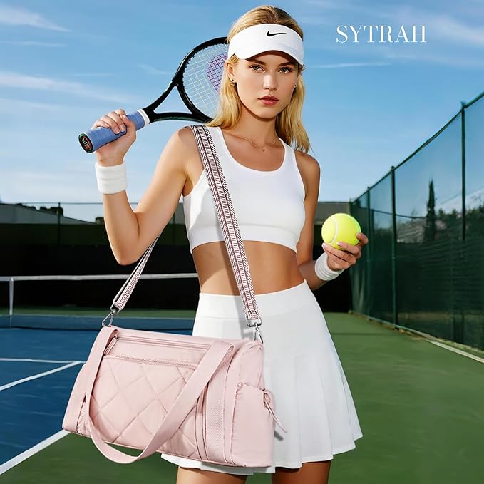 SYTRAH Gym Bag for Women, Duffle Weekender Bags for Travel, Lightweight Weekender Tote with Wet Pocket for Sports, Workout and Dance Pink